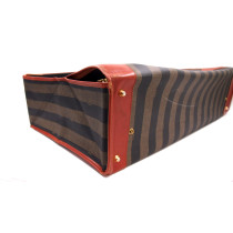 Fendi Valigia Tela Pequin Marrone e Verde