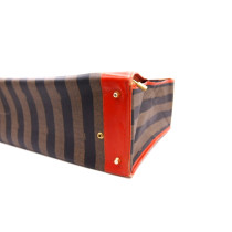 Fendi Valigia Tela Pequin Marrone e Verde