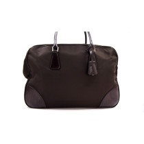 Prada Borsa Viaggio Tela e Pelle Marrone
