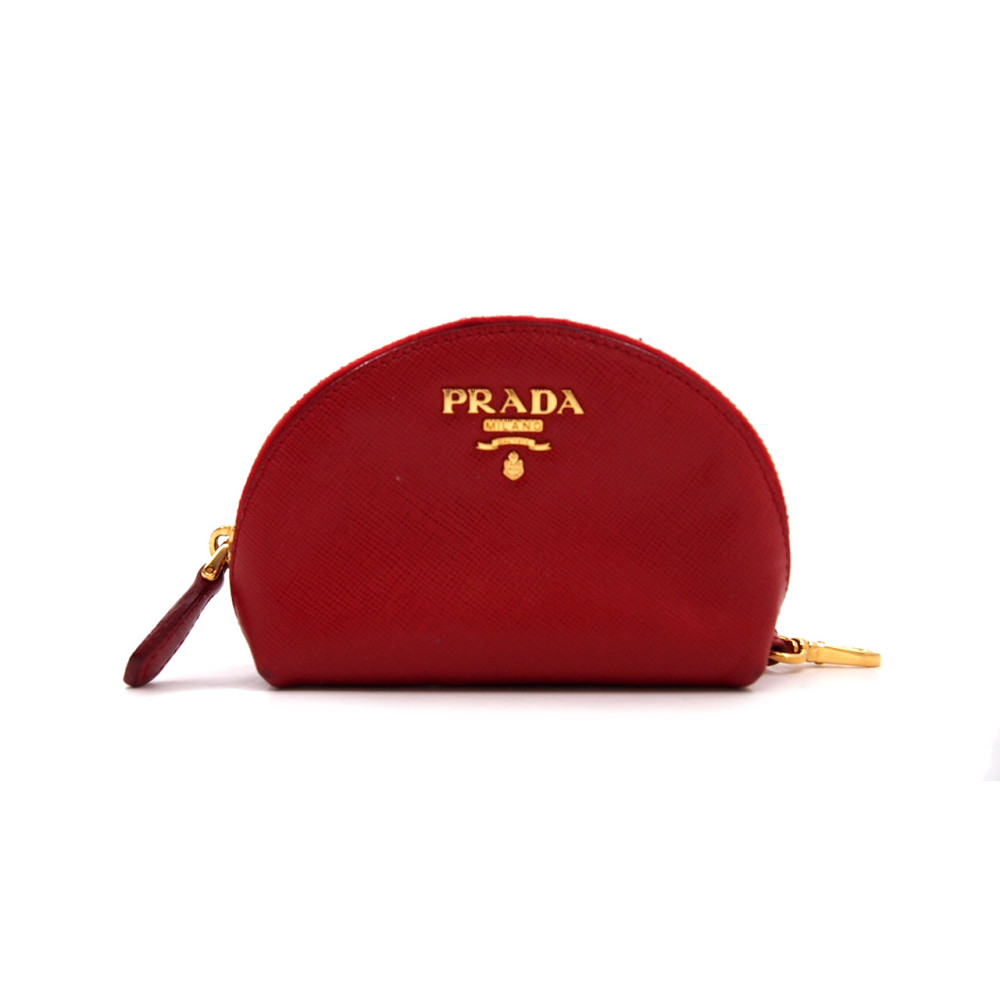 Prada Portafoglio Portamonete Pelle Saffiano Rossa