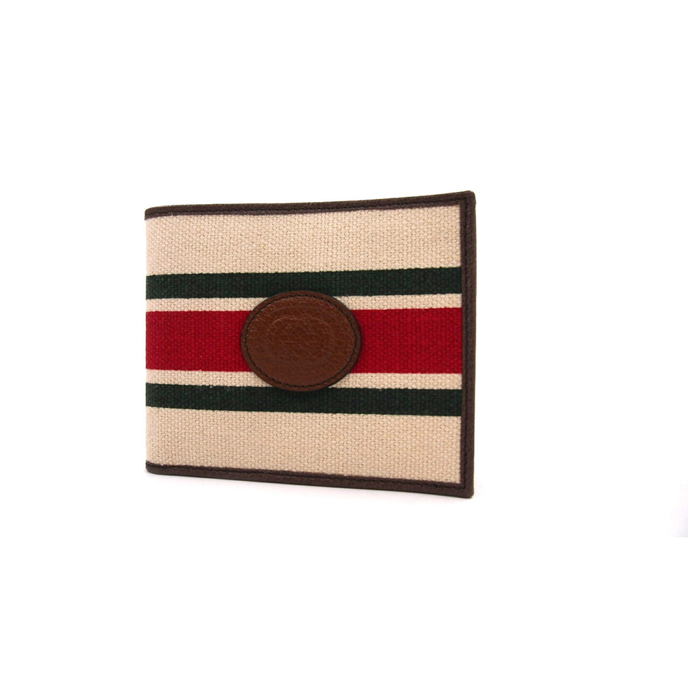 Gucci Portafoglio Tela Marrone e Panna