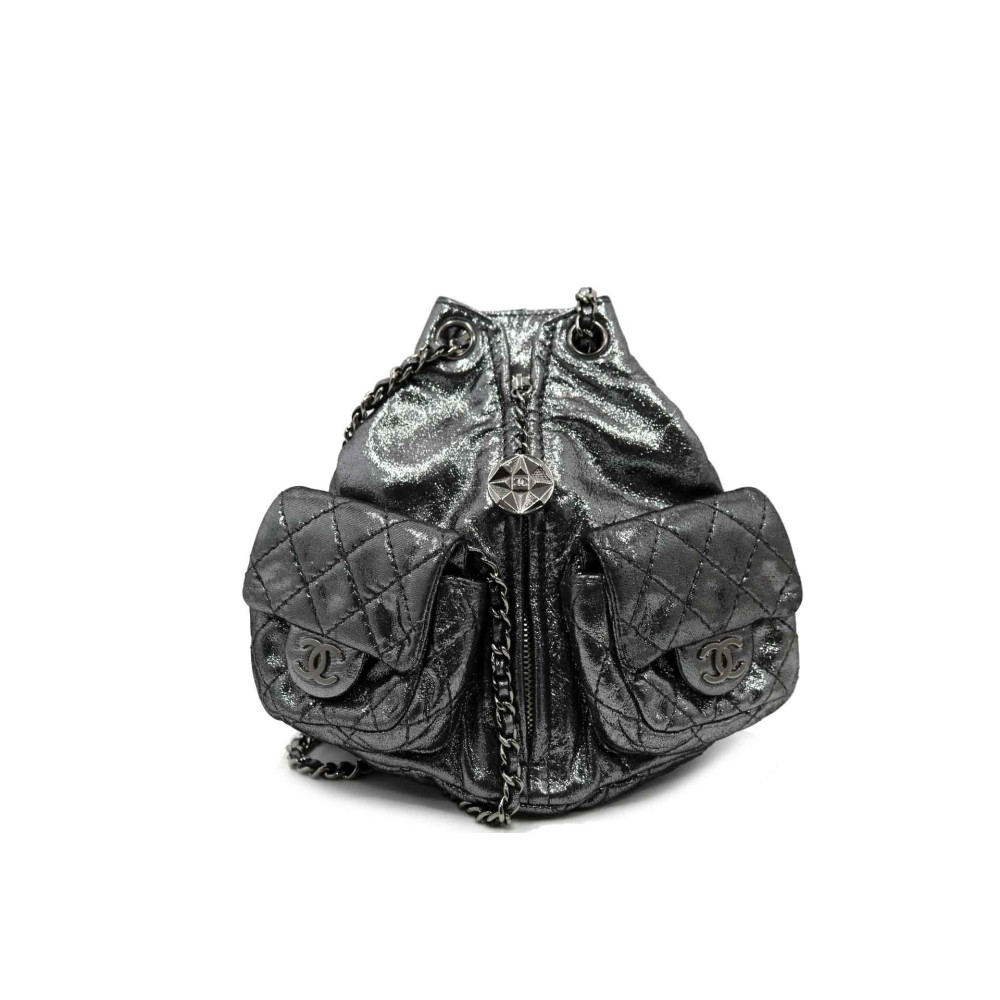 Chanel Zaino Backpack is Back Pelle Argento