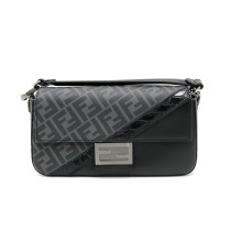 Fendi Baguette Tela e Pelle Grigia e Nera