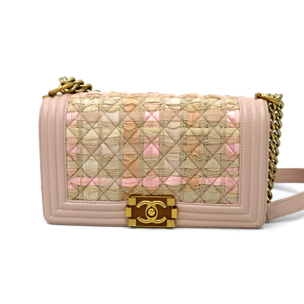 Chanel Le Boy Media Tweed Rosa