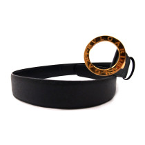 Bulgari Schwarzer Ledergürtel