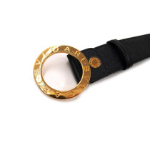 Bulgari Schwarzer Ledergürtel