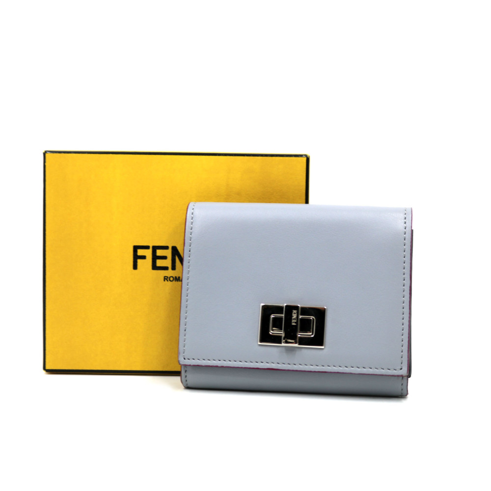 Fendi Portacarte Peekaboo Pelle Grigia
