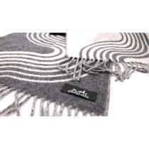 Hermes Sciarpa Casaque Vague Cashmere Grigio e Bianco
