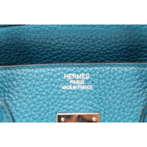 Hermes Birkin 35 Pelle Blu Pavone