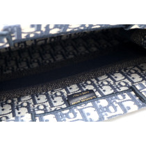 Dior Book Tote Media Tela Oblique Blu