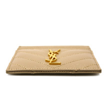 Saint Laurent Portacarte Pelle Tortora Chiaro