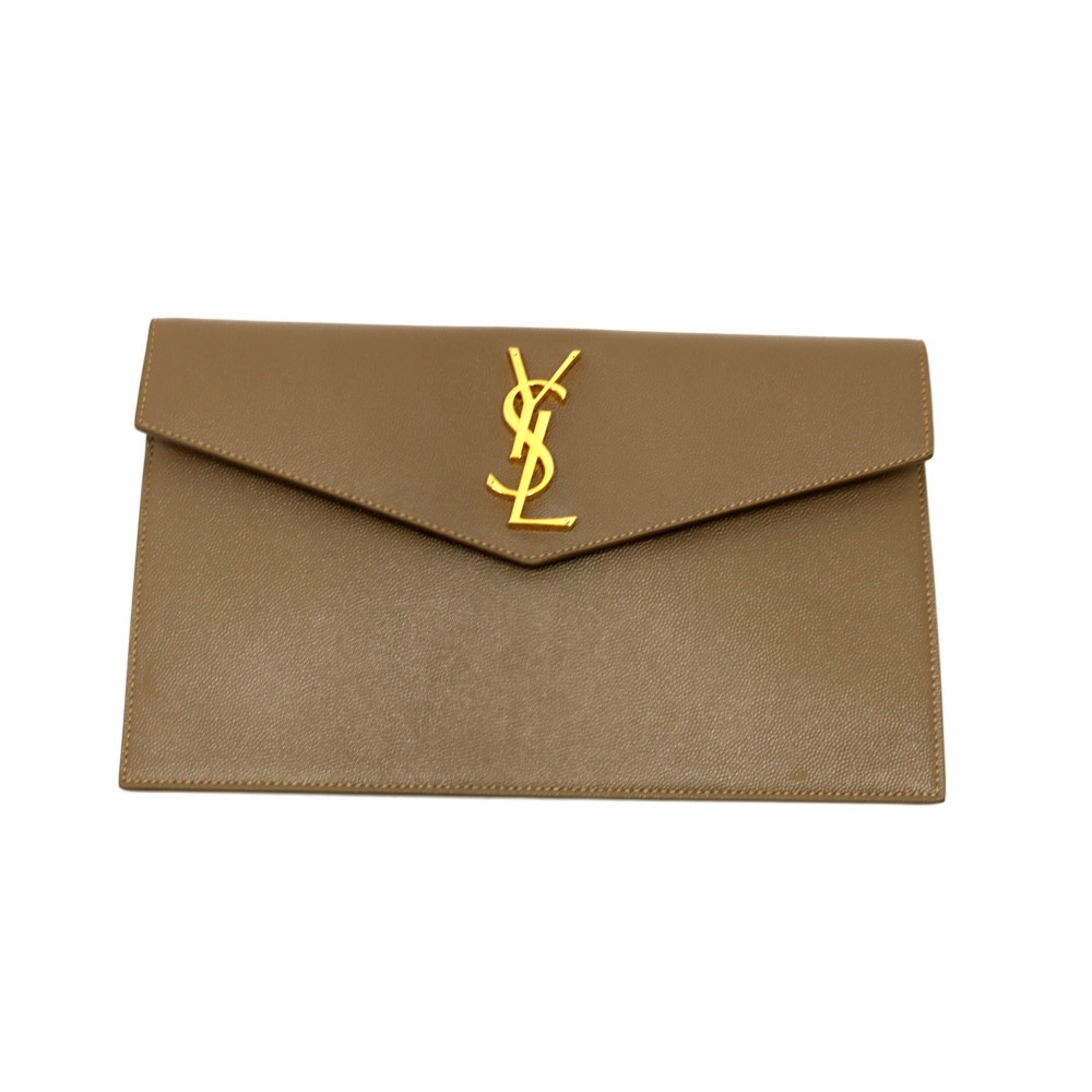 Saint Laurent Pochette Uptown Pelle di Vitello Tortora