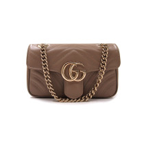 Gucci Borsa a Spalla GG Marmont Misura Piccola Pelle Beige Rosato