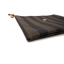 Fendi Pochette, Porta Pc, Porta documenti Tela Pequin Marrone e Nero