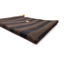 Fendi Pochette, Porta Pc, Porta documenti Tela Pequin Marrone e Nero