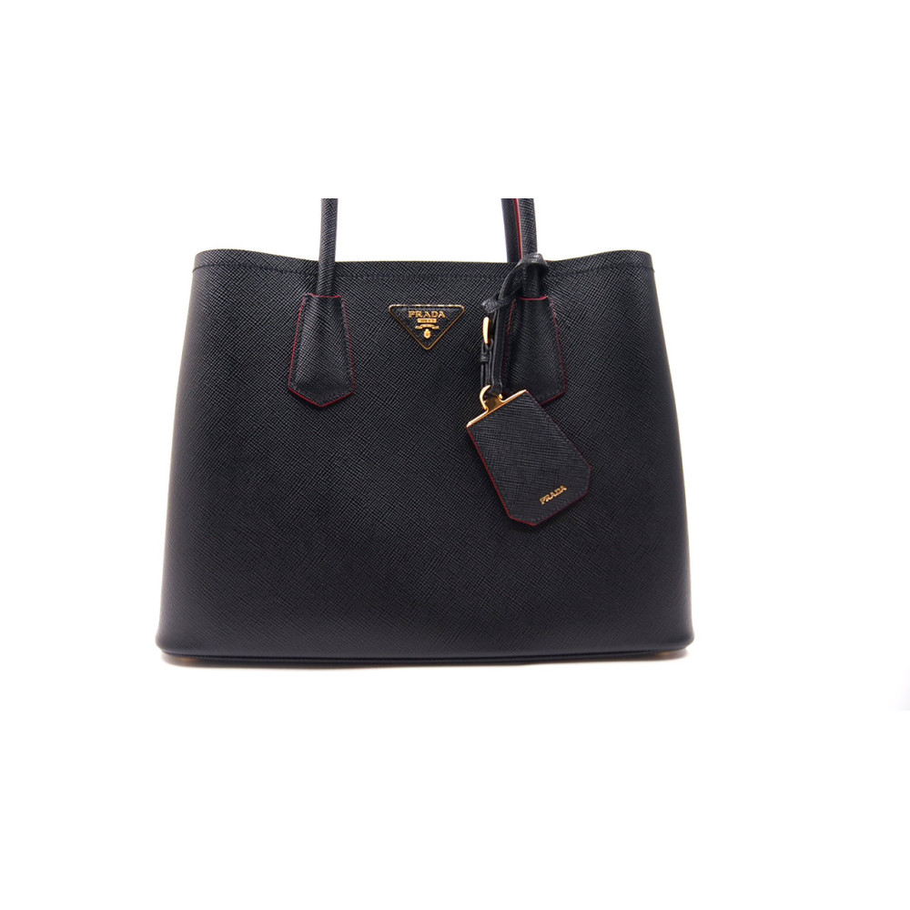 Prada Double Media Pelle Saffiano Nero