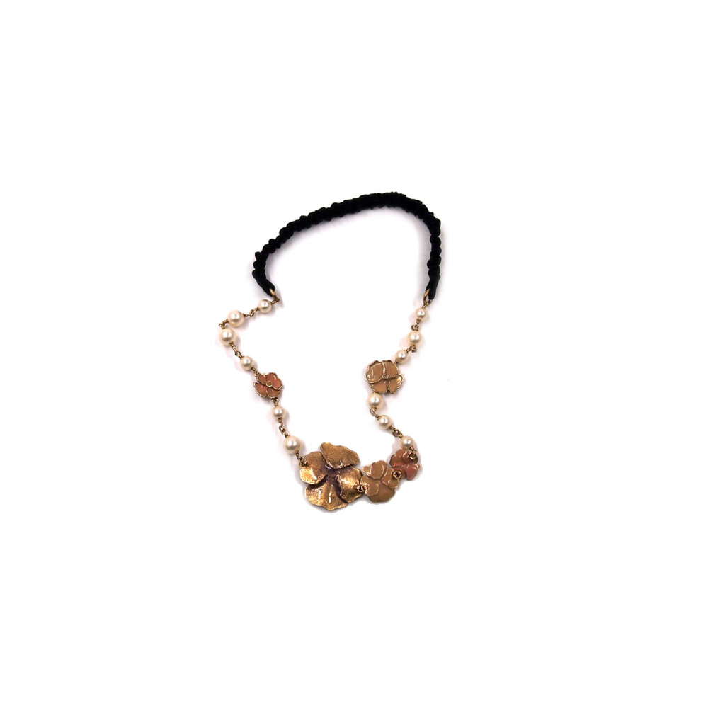 Chanel Bandage Necklace Metal and Fabric