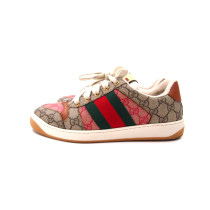 Gucci Sneakers Sabot Screener Pelle Beige e Rossa