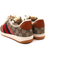 Gucci Sneakers Sabot Screener Pelle Beige e Rossa