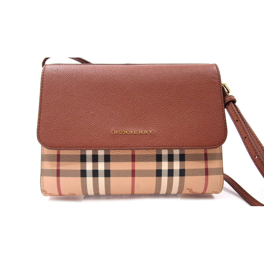 Burberry Tracolla Nova Check Pelle Marrone