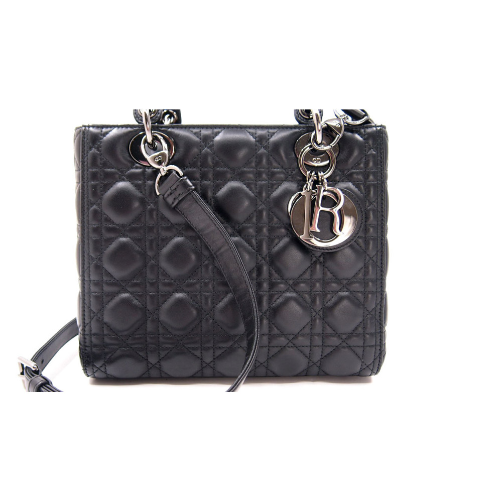 Dior Lady Dior Medium Schwarzes Leder