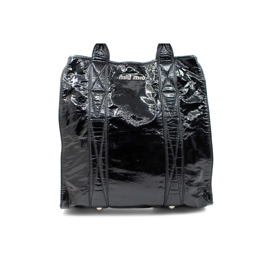 Miu Miu Sac Plat Vernis Nera
