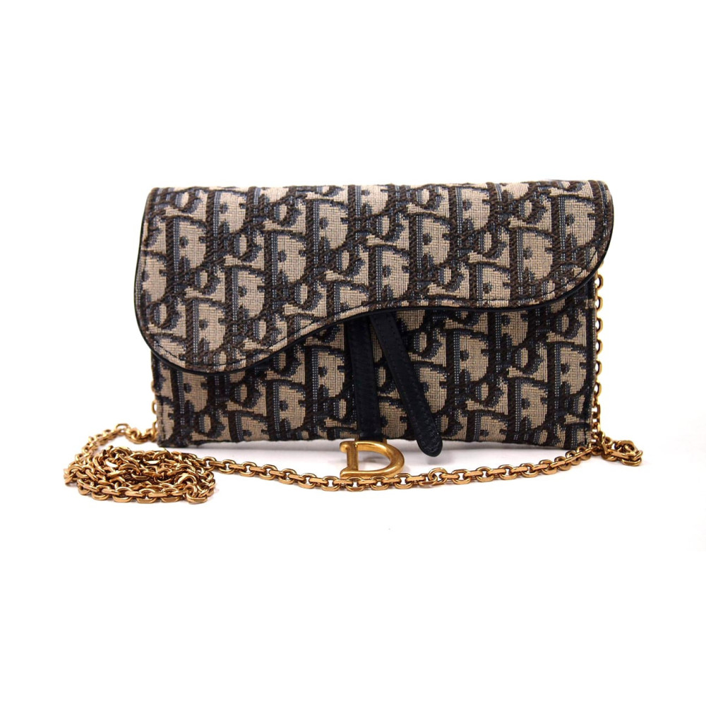 Dior Pochette Saddle Piccola Tela Blu