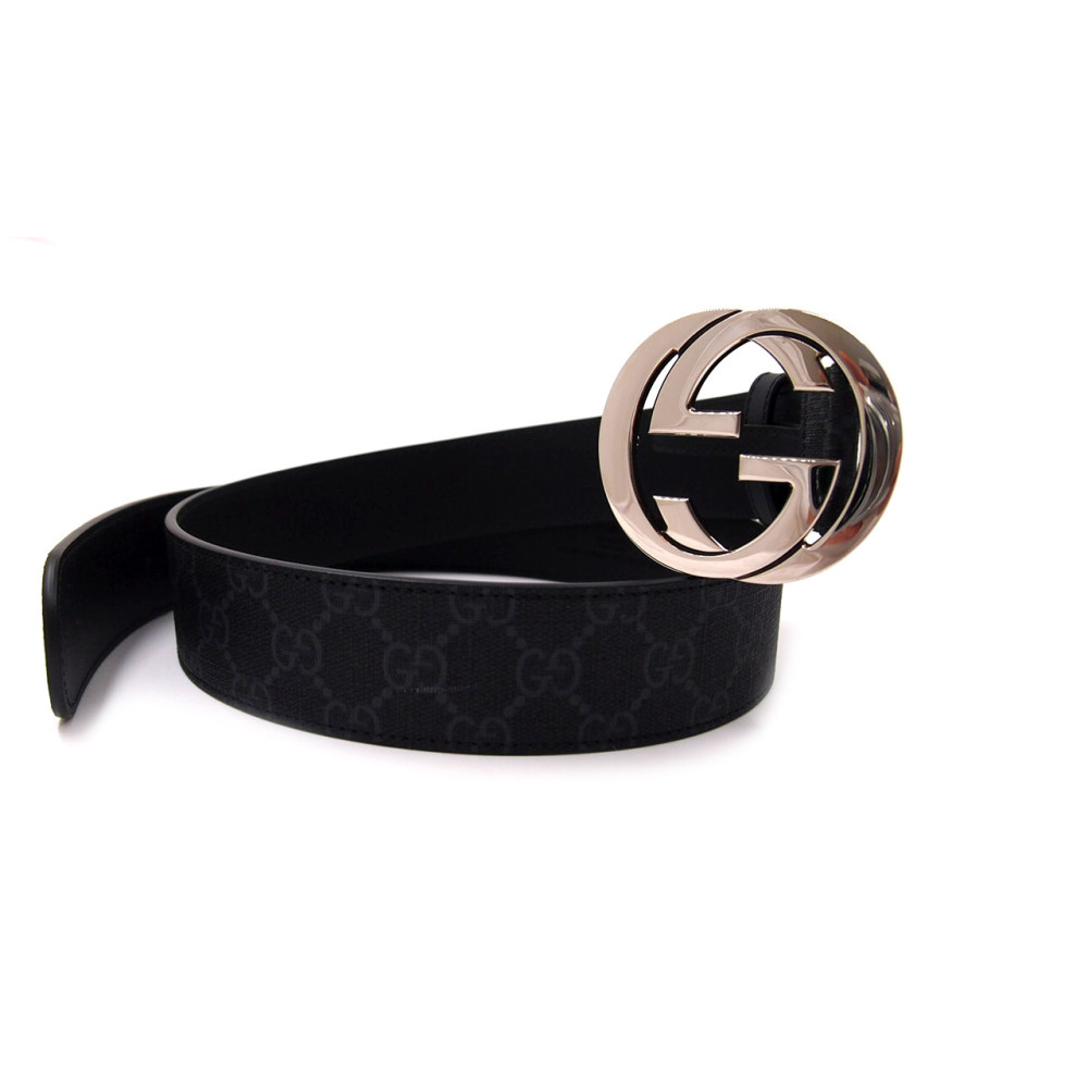 Gucci Cintura Interlocking Pelle Blu