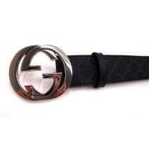 Gucci Cintura Interlocking Pelle Blu