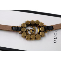 Gucci Bracciale Chocker Metallo, Strass e Pelle Multicolor