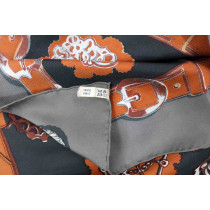 Hermes Foulard Cuivre Ries Seta Grigio e Marrone
