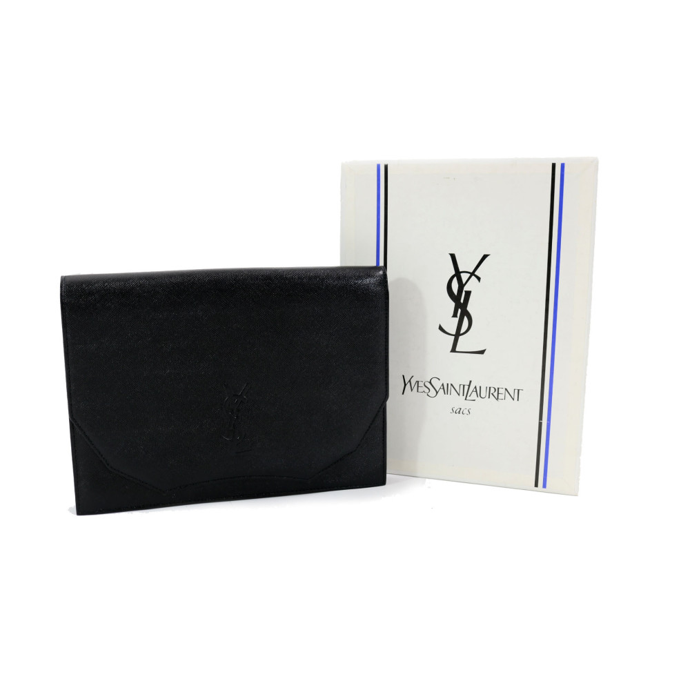 Saint Laurent per Ajoka Clutch Flap Limited Vintage Pelle Saffiano Nera