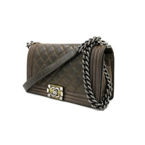 Chanel Boy Kahki Taupe Gray Leather