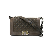 Chanel Boy Kahki Taupe Gray Leather