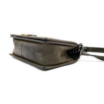 Chanel Boy Kahki Taupe Gray Leather