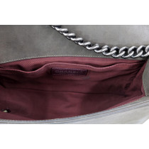 Chanel Boy Kahki Cuir Gris Taupe