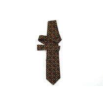 Saint Laurent Cravatta Seta Blu e Arancio