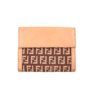 Fendi Portafoglio Bifold Pelle e Tessuto Beige