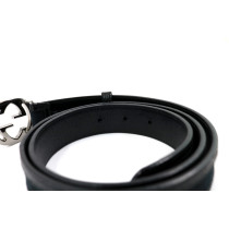 Gucci Cintura Pelle e Tessuto Nero