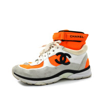 Chanel Sneakers Tela e Pelle Arancio e Bianca