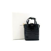 Saint Laurent Tote Bag Mini Toy Pelle Effetto Cocco Nera