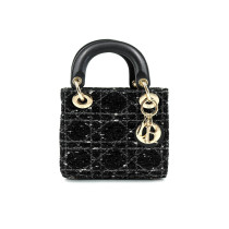 Dior Lady Dior Mini Tessuto Nero e Bianco
