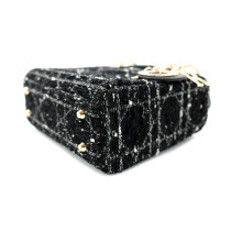 Dior Lady Dior Mini Tessuto Nero e Bianco