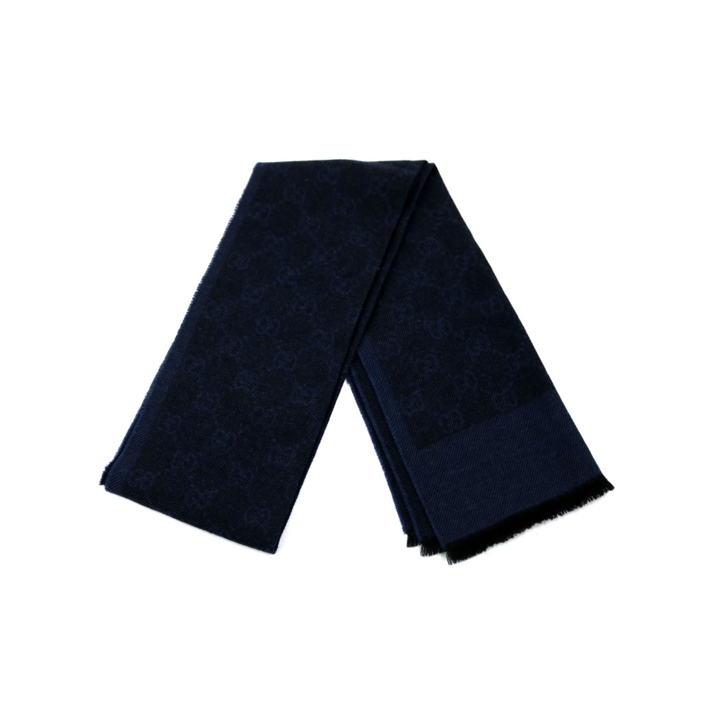 Gucci Sciarpa Lana Blu Nera