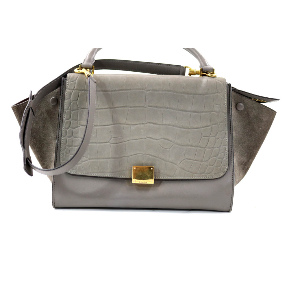 Celine Trapeze Pelle Grigia