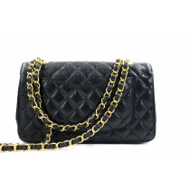Chanel Classica 11.12 Small Double Flap Pelle Caviar Nera