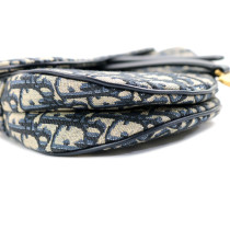 Dior Saddle MM Tela Jaquard Oblique Blu