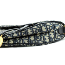Dior Saddle MM Tela Jaquard Oblique Blu