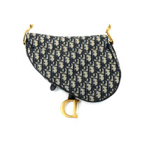 Dior Saddle MM Tela Jaquard Oblique Blu