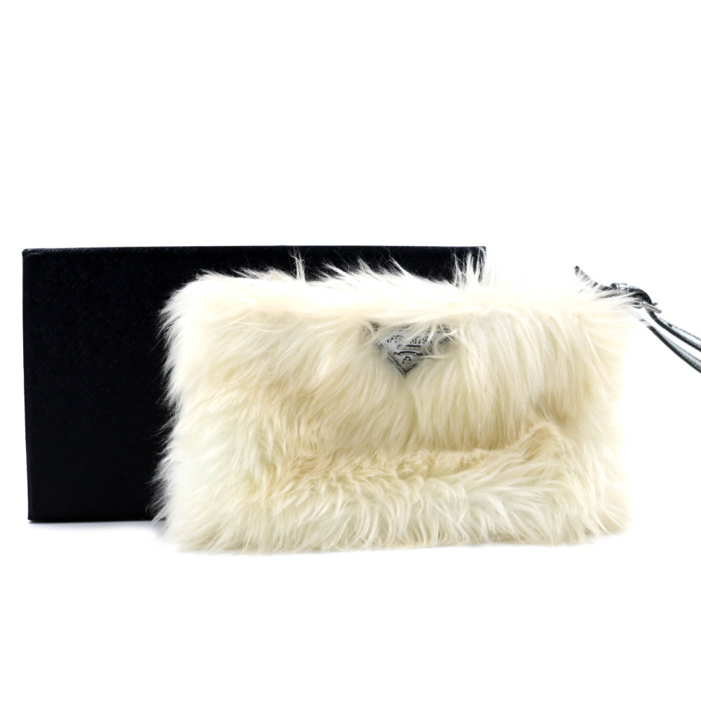 Prada Pouch Eco Pelliccia Burro